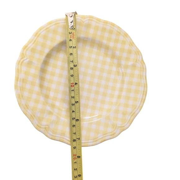 2 Vintage Judy Ironstone Salad Plates Yellow White Check Pattern Made In Japan - Picture 4 of 6